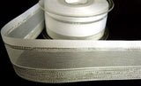 R6202 40mm White Translucent, Grosgrain and Metallic Stripe Ribbon - Ribbonmoon