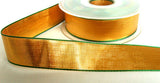 R6205 26mm Deep Gold Lurex Ribbon with Green Borders - Ribbonmoon