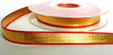 R6206 10mm Deep Gold Metallic Lurex Ribbon with Red Borders - Ribbonmoon