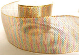 R6209 65mm Gold,Peackock Blue and Fuchsia Metallic Mesh Ribbon - Ribbonmoon