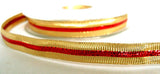 R6210 11mm Metallic Gold and Scarlet Berry Ribbon with a Centre Wire - Ribbonmoon