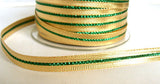 R6211 11mm Metallic Gold and Green Lurex Ribbon with a Wire Centre - Ribbonmoon