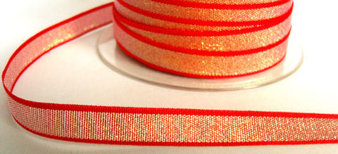 R6225 11mm Red and Silver Iridescent "Metallic Dazzle" Weave Ribbon - Ribbonmoon