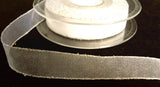 R6237 17mm White Sheer Ribbon with Metallic Silver Tinsel Borders - Ribbonmoon