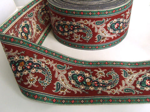 R6285 83mm 100% Cotton Paisley Design Ribbon - Ribbonmoon