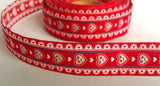 R6288 25mm Red 100% Cotton Flower Design Ribbon - Ribbonmoon