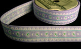 R6289 27mm Pale Lilac 100% Cotton Flower Design Ribbon - Ribbonmoon