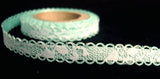 R6331 11mm White Lace over a Turquoise Acetate Satin Ribbon