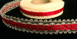 R6332 20mm Cream Lace Under a Deep Red Acetate Ribbon - Ribbonmoon