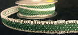 R6335 17mm Forest Green Cotton Ribbon over an Ivory Lace - Ribbonmoon