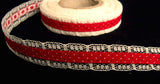 R6336 17mm Deep Red Cotton Ribbon over an Ivory Lace - Ribbonmoon