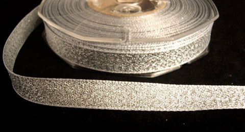 R6350 12mm Silver Metallic Double Face Lame Ribbon