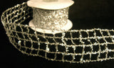 R6358 50mm Silver Wired Tinsel Mesh Ribbon - Ribbonmoon