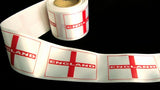 R6363 53mm White Satin Ribbon with an England Flag Design