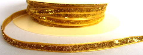 R6365 7mm Raised Glittery Gold Lurex Ribbon by Berisfords - Ribbonmoon