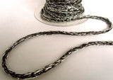 R6371 7mm Metallic Black and Silver Platted Mesh Rope Cord by Berisfords - Ribbonmoon