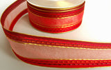 R5552 40mm Sheer Ribbon with Metallic Edges and Gimp Stitch Stripes