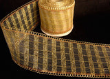 R6418 65mm Gold and Copper Striped Metallic and Nylon Mesh Ribbon - Ribbonmoon