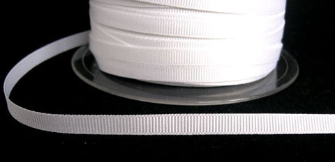 R6526 6mm White 9401 Polyester Grosgrain Ribbon by Berisfords