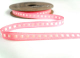 R6597 7mm Deep Pink and Natural Box Stitch Ribbon by Berisfords