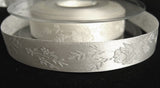 R6978 10mm Bridal White Satin Ribbon with a Subtle Jacquard Rose Tonal Design - Ribbonmoon