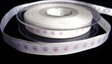 R6617 13mm White and Metallic Iridescent Dot Design Ribbon