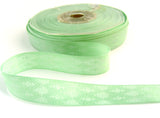 R6738 15mm Tonal Mint Green Reversible Woven Jacquard Ribbon