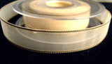 R6762 18mm Cream Translucent Sheer Ribbon with Metallic Gold Borders - Ribbonmoon
