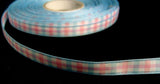 R5324 10mm Pale Blue, Pink and White Plaid Gingham Ribbon - Ribbonmoon