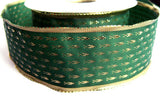R6864 43mm Green and Metallic Green Gold Wire Edge Ribbon by Berisfords - Ribbonmoon