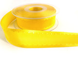 R6929 25mm Yellow "Retro Stitch" Ribbon. Satin Borders,Taffeta Centre.