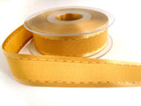 R6940 25mm Honey Gold "Retro Stitch" Ribbon. Satin Borders,Taffeta Centre