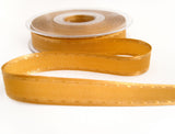 R6941 15mm Honey Gold "Retro Stitch" Ribbon. Satin Borders,Taffeta Centre