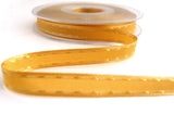 R6942 10mm Honey Gold "Retro Stitch" Ribbon. Satin Borders,Taffeta Centre