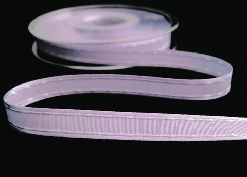 R6943 25mm Azalea Pink "Retro Stitch" Ribbon. Satin Borders,Taffeta Centre