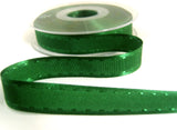 R6957C 15mm Hunter Green "Retro Stitch" Ribbon. Satin Borders,Taffeta Centre