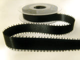 R6968 15mm Black Double Face Satin Ribbon with Picot Feather Edges Berisfords