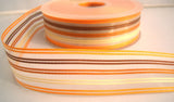 R6981 26mm Marigold, Cream and Browns Striped Sheer Ribbon - Ribbonmoon