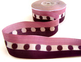 R6992 39mm Purples Woven Silk Dot Centre Ribbon, Wire Edge