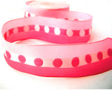 R1060 39mm Pinks Woven Silk Dot Centre Ribbon, Wire Edge