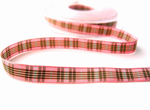 R6967C 10mm Pinks and Browns Berry Tartan Ribbon by Berisfords