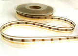 R7024 15mm Naturals, Honey and Brown Sheer Ribbon with Woven Silk Stripes