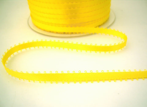 R7037C 5mm Yellow Satin Ribbon with Picot Feather Edges