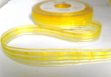 R7043 16mm Yellows and Pearl, Sheer Ribbon with Woven Silk Stripes