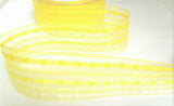 R7044 40mm Yellows-Ivory Sheer Ribbon with Woven Silk Stripes, Berisfords