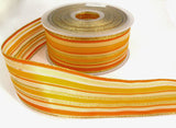 R7049C 40mm Yellows, Cream and Gold Metallic, Solid and Sheer Striped Ribbon