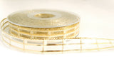 R7071 15mm Cream-Metallic Gold Sheer Check Ribbon by Berisfords
