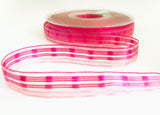 R7087 15mm Pinks Sheer and Woven Silk Striped Ribbon by Berisfords