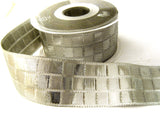 R7102C 39mm Metallic Silver Lurex Mirror Check Ribbon by Berisfords