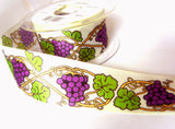 R7204 38mm Grape Vine Design Printed Ribbon "Divino" by Berisfords